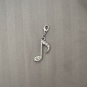 Silver Crystal Music Note Charm